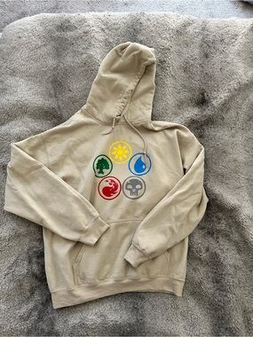Beige Mens Magic the Gathering Pullover Hoodie Swearshirt